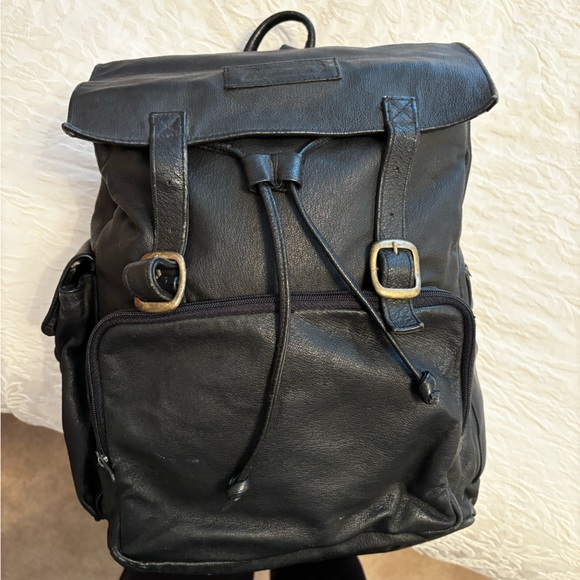 All Leather Black Backpack - Picture 1 of 8